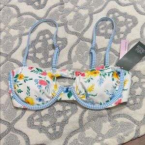 Wild Fable Floral Bikini Top - White and Blue